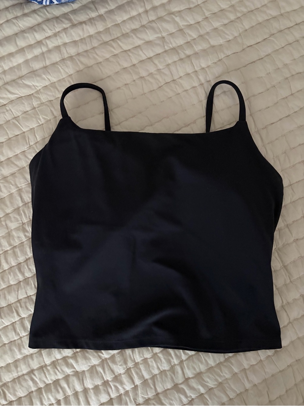 Oner Active Black Cropped Sports Bra Tank with Thin Straps